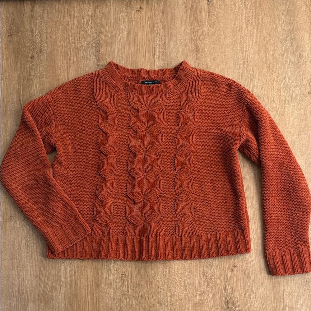 AMERICAN EAGLE Women’s Cable Knit Sweater - Rust Orange